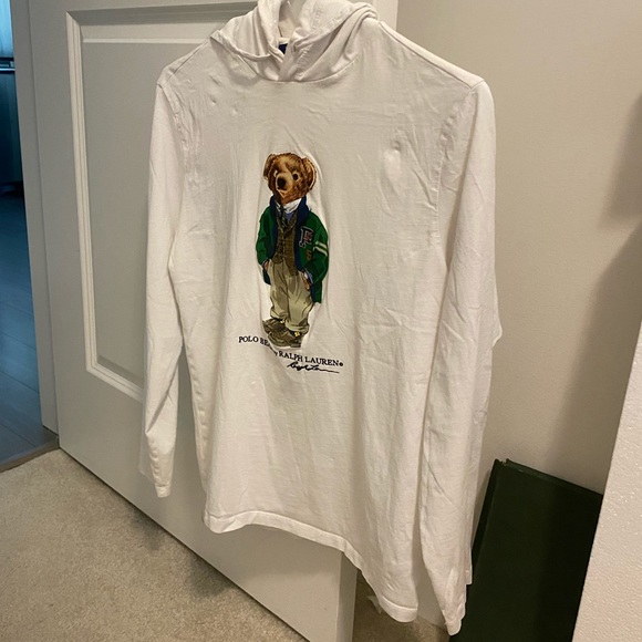 Vintage Polo Ralph Lauren Long Sleeve Hooded Polo Bear T-shirt - Picture 1 of 6